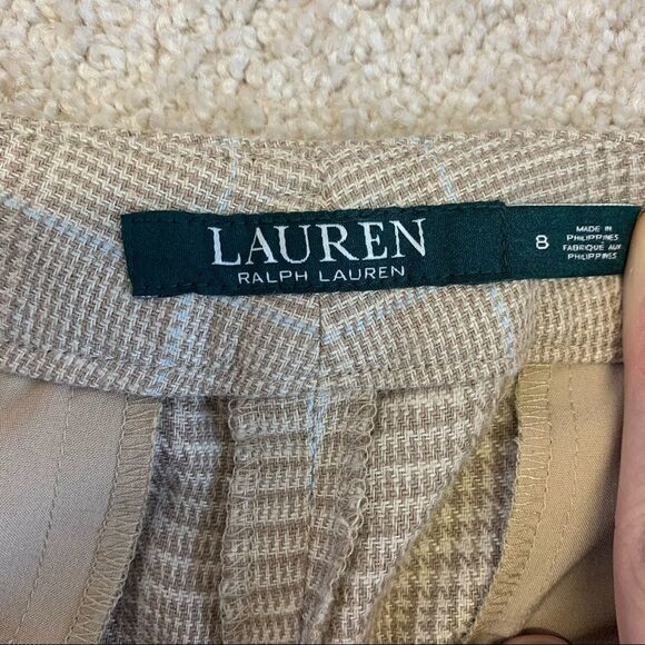 Lauren Ralph Lauren NWT tan beige plaid check pants size 8 - Picture 5 of 9